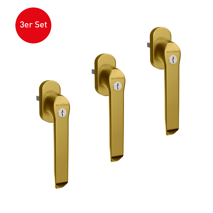 SCHÜCO Fenstergriff Abschließbar Gold, Drehmoment 100NM | 3er PACK zum Sparpreis